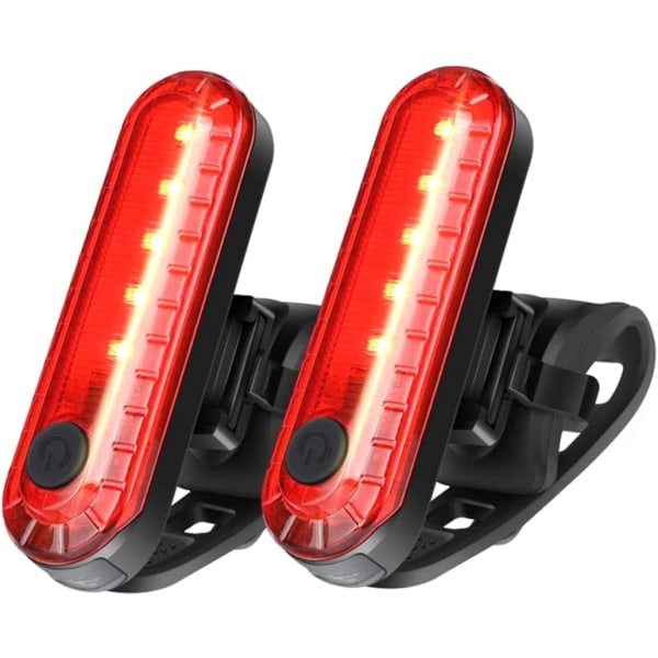 2 stk LED cykelbaglygter, USB genopladeligt cykellys, kraftfulde LED cykelforlygter, IP65 vandtæt med 4 tilstande, mountainbike cykellys