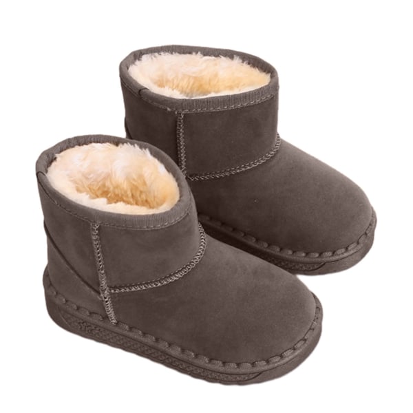1 par piger drenge varme vinterstøvler, børn udendørs snestøvler (toddler/lille barn) 15,5 cm--sort, grå, pink, brun