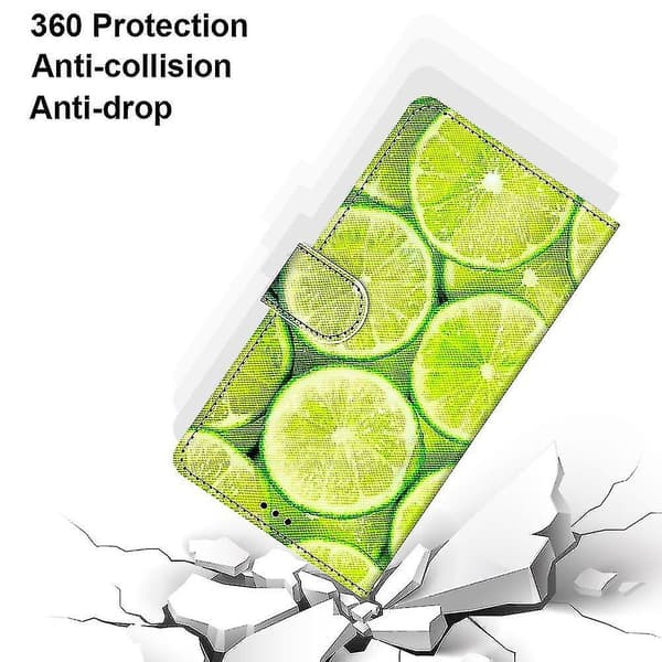 Fodral för Samsung Galaxy A72 5g/4g Målat Läderfodral Magnetlås Citron A