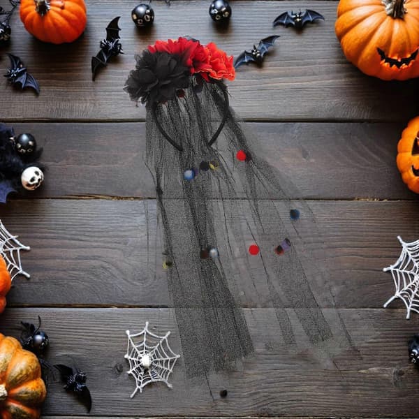 Halloween-aavemorsiamen otsapanta huntu Halloween-juhliin, tumma asuste A