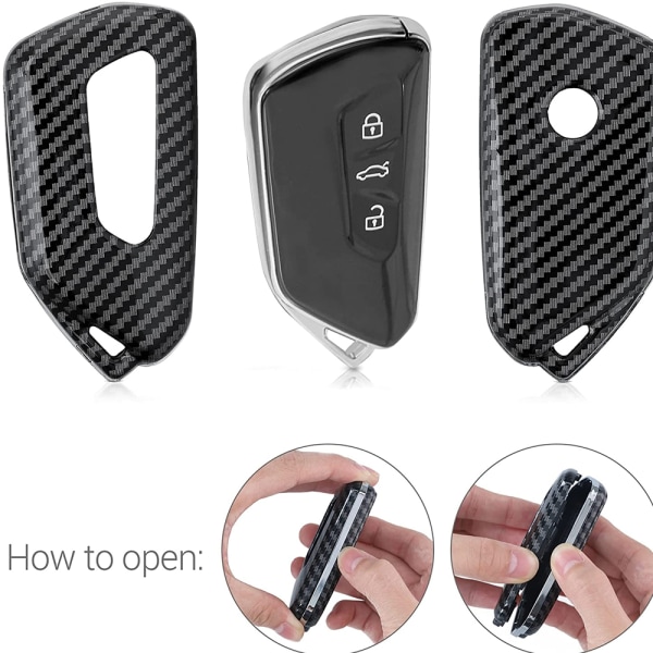 1 stk nøkkelringdeksel for Volkswagen Golf 8, beskyttende karbonfib
