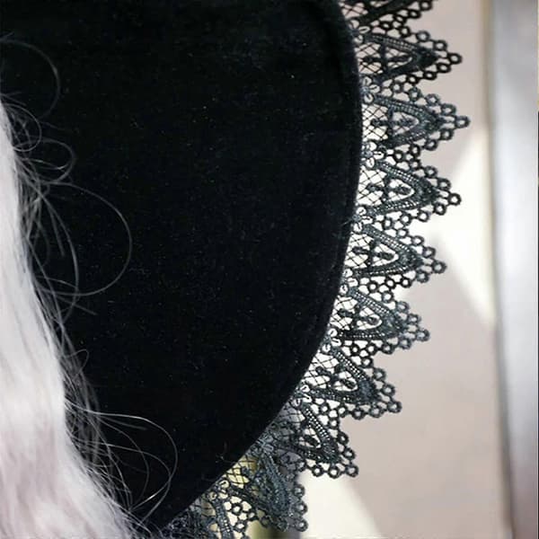 Halloween Heksehat Kvinder Halloween Kostume Tilbehør Sorte Heksehatte Kvindehatte Med Blondekant Til Halloweenfest Cosplay A