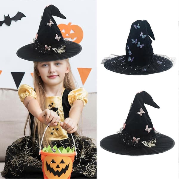 Justerbar Fjärils-Häxhatt för Halloween Cosplay-fest A