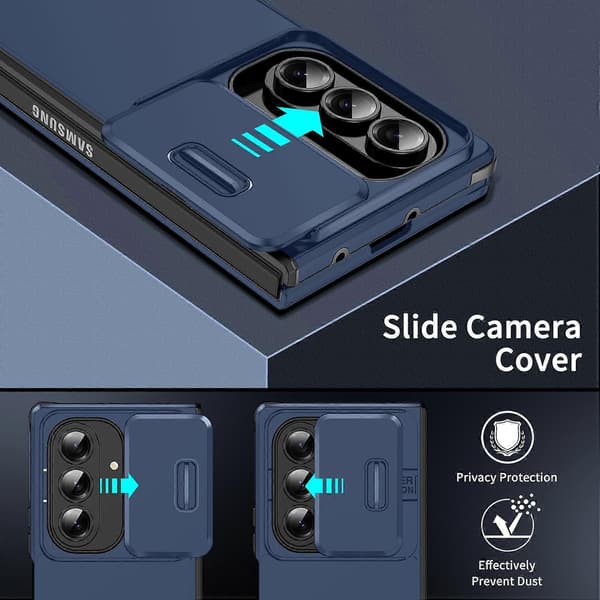 Skyvbar Camshield TPU + PC-telefondeksel blått for Samsung Galaxy Z Fold7