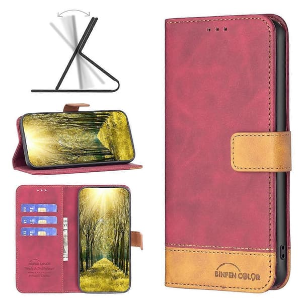 Til Xiaomi Redmi Note 11 Global BF11 Farvematchende Lædertelefoncover Rød