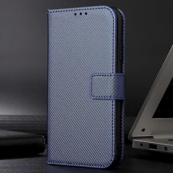 Kompatibel med TECNO Spark Go 3 Läderplånboksfodral med rem Diamanttextur Mobilskal Blå