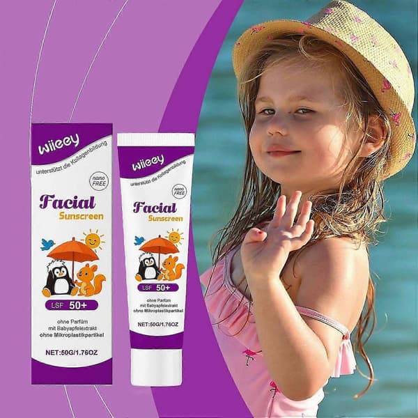 Ansigts solcreme SPF 50, Solcreme Ansigt 50 til børn, Solbeskyttelse Parfumefri, Ansigts solcreme med A