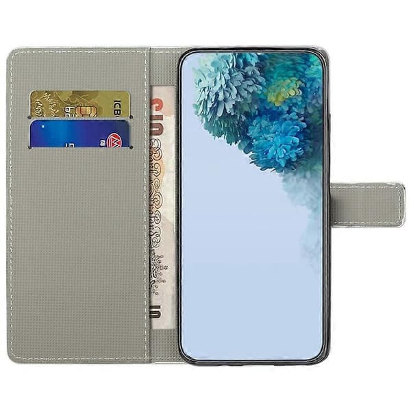 Kompatibel med iPhone 16 Plus Plånboksfodral Mönstertryck PU-läder Flip Telefonfodral Vit
