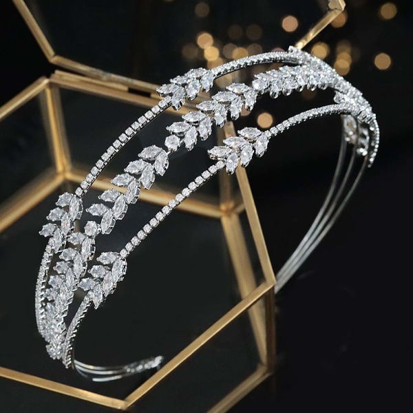 Full Cubic Zirconia Tiaras och Kronor för Kvinnor Hårband