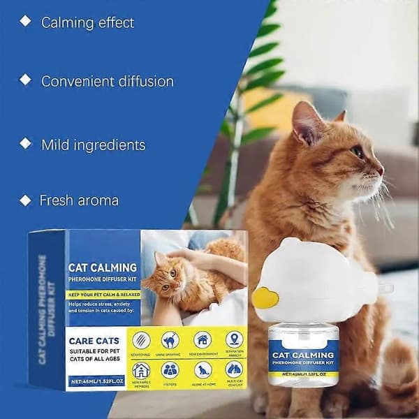 Kæledyrsferomoner Beroligende Diffuser 45 ml Genopfyldning Beroligende Diffuser Langvarig Feromon Plug-in Afslappende Beroligende Hjem Kat (3 stk.)