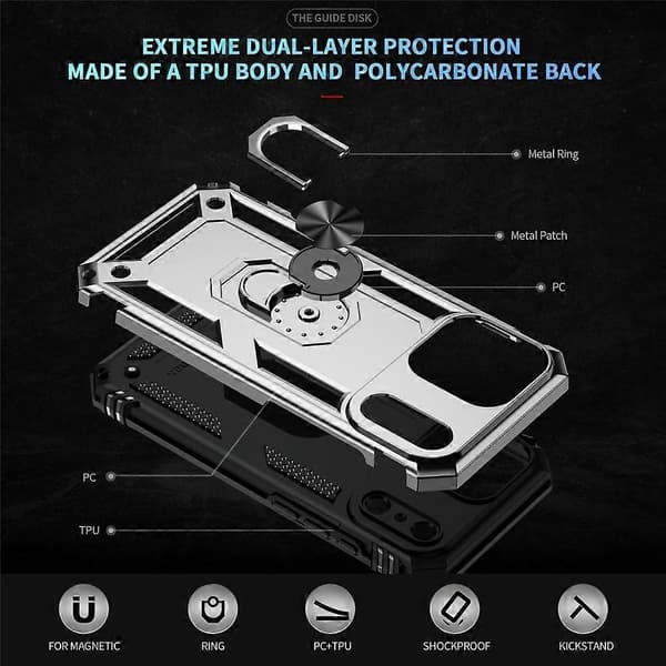 Kompatibel med iPhone 17 Pro Max Cover PC + TPU Telefoncover med Støttefod A