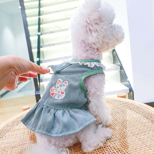 Hundestrop nederdel med D-ring kanin patch blonde prinsesse hund