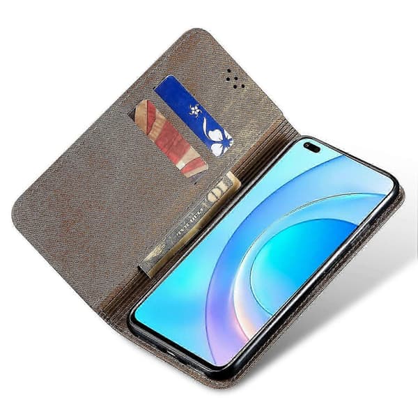 För Honor Magic6 Pro 5G Läderfodral Plånboksfodral Telefonfodral Jeans Tyg Textur -