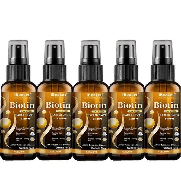 Biotin Anti håravfallsspray hårbottenbehandling snabbväxande vård eteriska oljor för män kvinnor hårvård (5st)