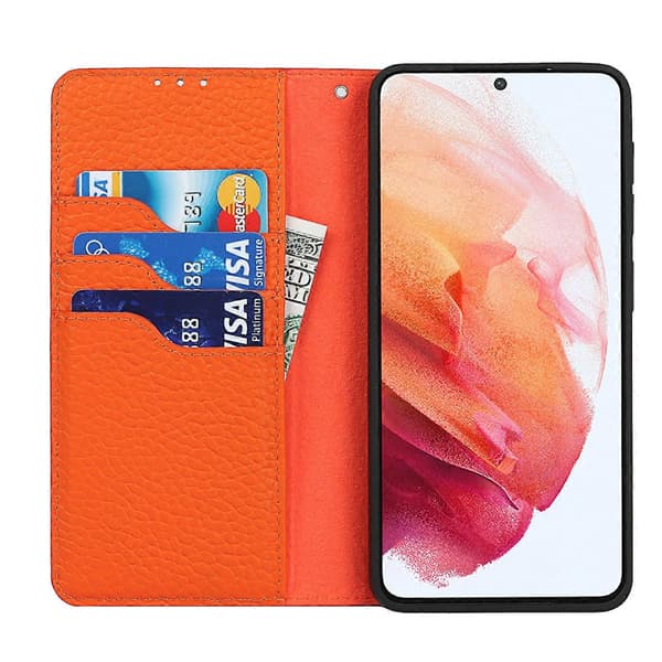 Til Samsung Galaxy S21 5G Litchi læder telefoncover (sort)
