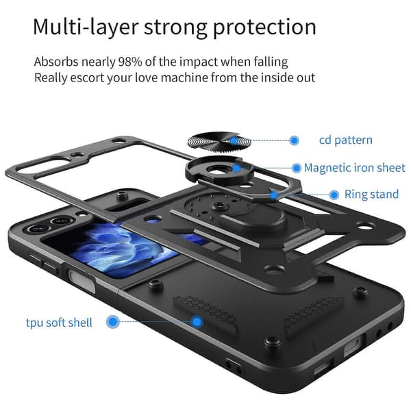 Armor magnetisk brakett TPU+PC telefondeksel til Samsung Galaxy Z Flip6