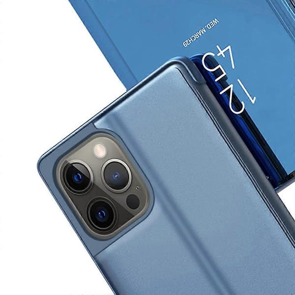 Til iPhone 16 Pro Max deksel med visningsvindu, stativ og flip-deksel i skinn