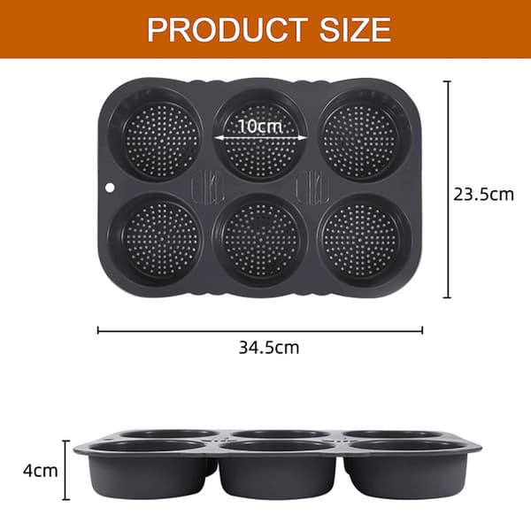 Hamburgerbrødformer Silikon Brødbakermatte med Hull, 10 cm Form Perforert Non-Stick Brettverktøy Sprø Rund Panne for Baking