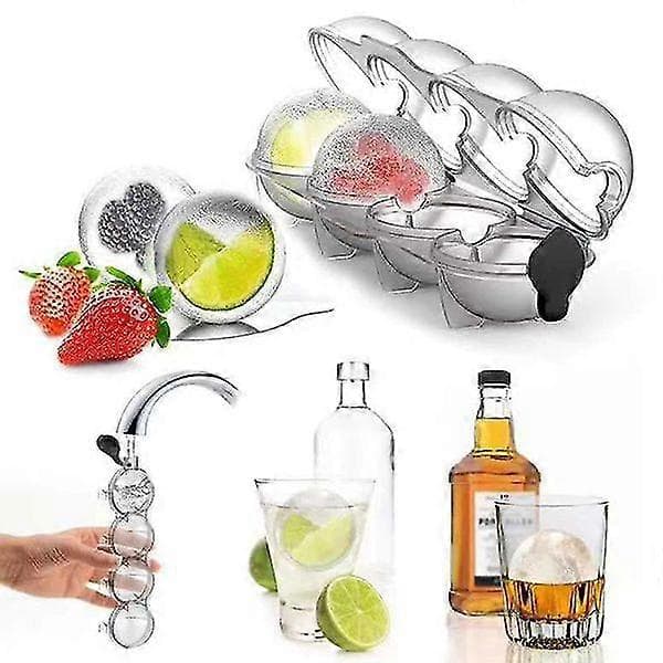 10 stk. 4-hulrums isterningbakke Fleksibel silikone whisky cocktail DIY rund isboldgitter til fest A