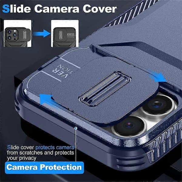 Kompatibel med iPhone 16 Pro Max etui Camshield TPU+PC telefoncover skridsikker sidekant A