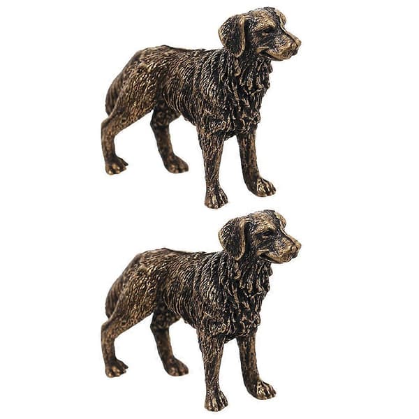Mini hyrdehund messingstatue hyrdehundspynt til dekoration 2 stk. A
