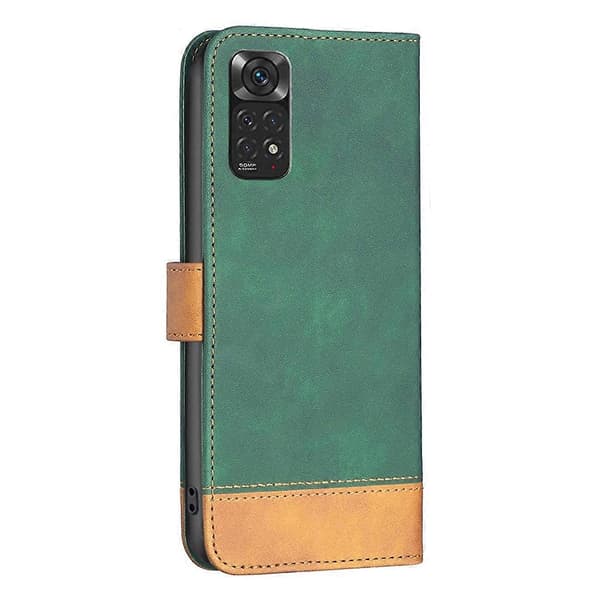 Til Xiaomi Redmi Note 11 Global BF11 Farvematchende Lædertelefoncover Grøn