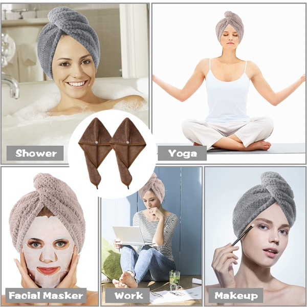 2-pack mikrofiberhårhandduksinpackning för kvinnor, absorberande hår