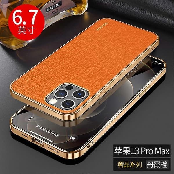 Etui til iPhone 13 Mini Orange Luksus Læder Blød Ultratynd No8004
