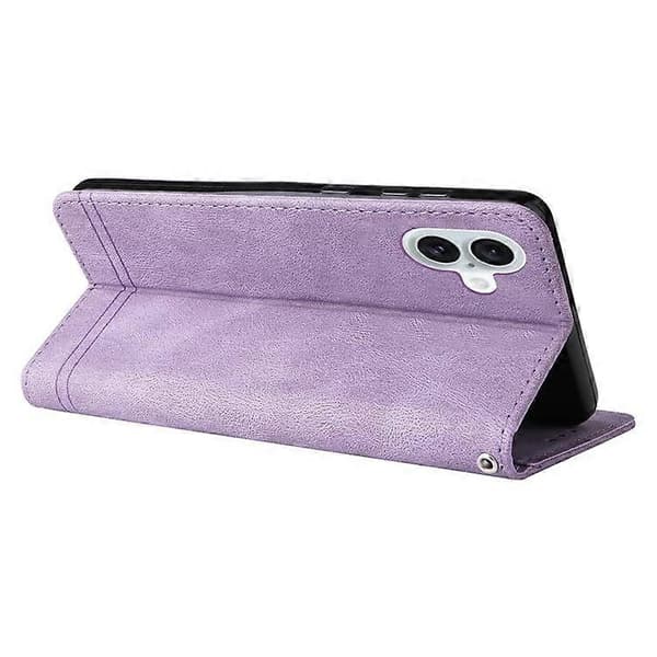 Kompatibel til iPhone 16 Plus etui pung læder telefoncover med magnetisk lås lilla