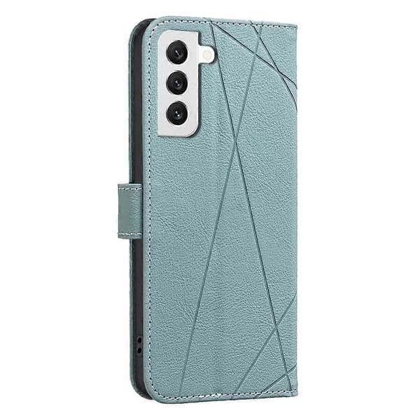 Geometriskt mönster RFID Läder Telefonfodral (Grön, För Samsung Galaxy S21 FE 5G)