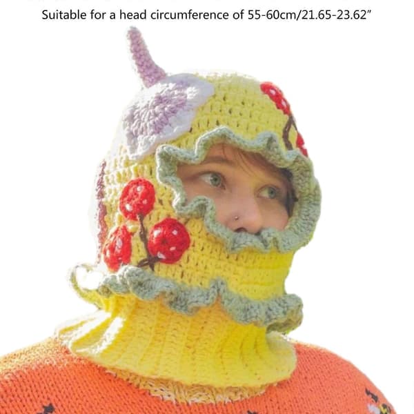 Halloween Balaclava Strikket Lue Halsvarmer Røver Hodeplagg Fest Ferie Vinter Varm Lue Helhode A