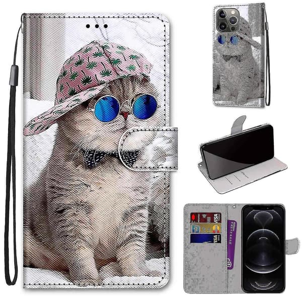 Etui til Samsung Galaxy A03s malet lædercover magnetisk lukning - Solbrillekat A