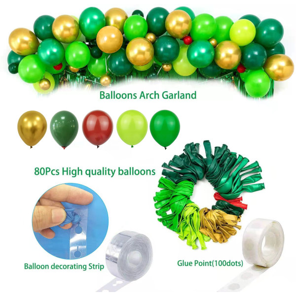 Grön djungelfest ballonger dinosauriefödelsedagsfest