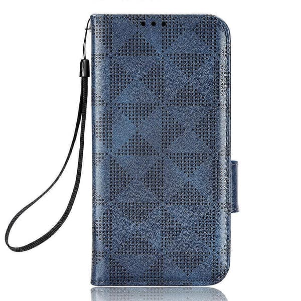Til Samsung Galaxy A24 4G Symmetrisk Trekant Læder Telefoncover Blå