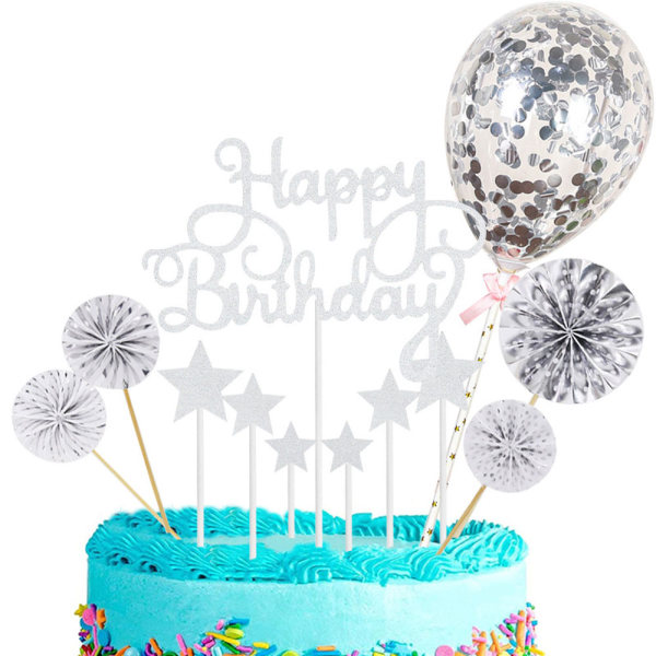 Happy Birthday Cake Toppers, Stars Cake Toppers Confetti