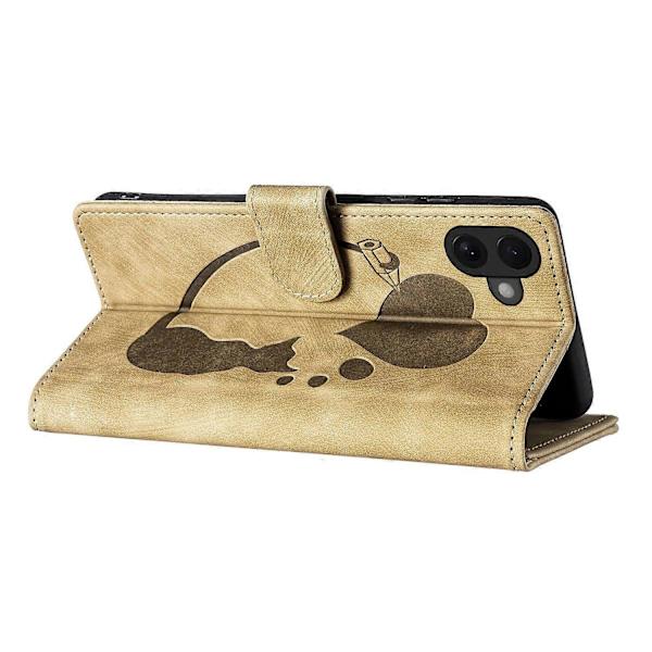 Til iPhone 16 etui Hjerte Kat Foldeholder PU Læder Telefoncover