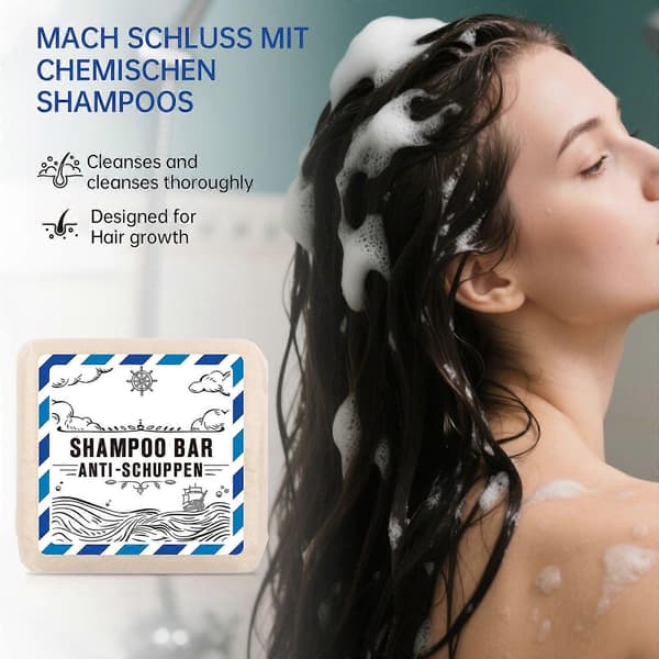Solid Anti-Skæl Shampoo - Solid Shampoo Mænd & Kvinder - 3-i-1 Brusegel Mænd til Hår, Ansigt, Krop (1 stk)