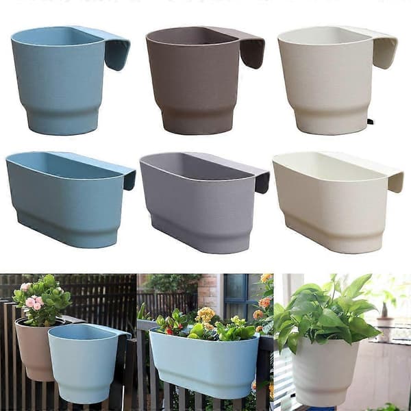 Vägghängande Halvrund Blomkruka Planter Semicirkulär Väggblomkruka Hushåll (Blå, S) A