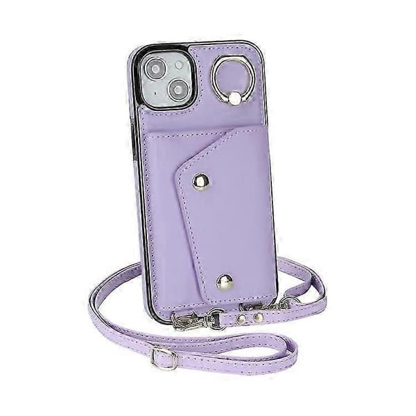 Blixtlåsplånbok Telefonfodral Kompatibel med iPhone 13 mini PU-läderbelagd TPU Roterande Ring Kickstand Telefonfodral A