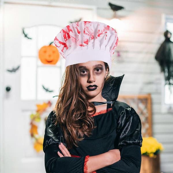 Halloween blodig hatt kockmössa för Halloween-temafest A