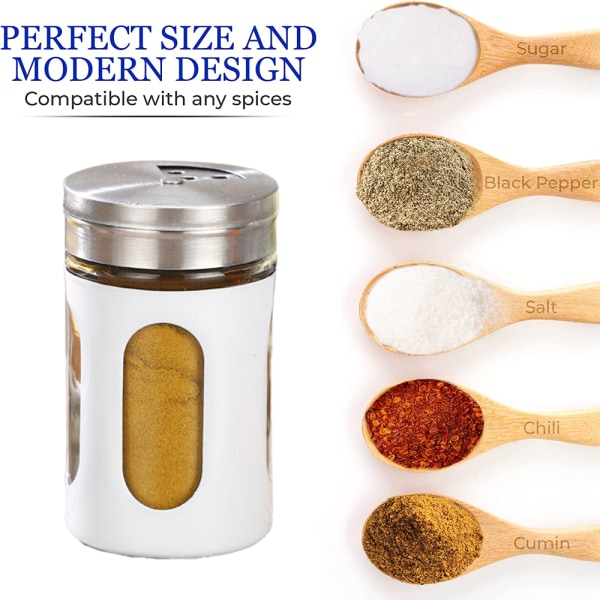 Salt og peber shakers rustfrit stål og glas sæt