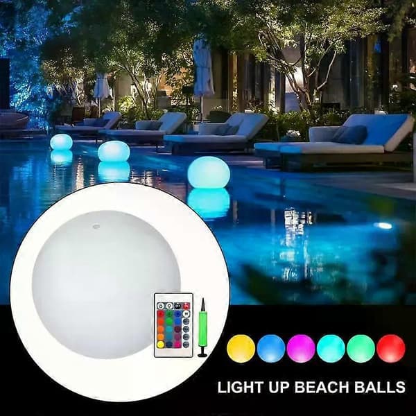 Oppustelige Poolbolde Glød i Mørke Stranddekoration Flydende Led Natlys Til Baghave Sommer Poolside Have A