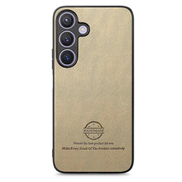 Telefonfodral i twilltyg med läderbaksida för Samsung Galaxy S25+ 5G