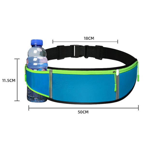 Waist Bag With 3- Zipper Pockets, Reflective Stripe, Bottle