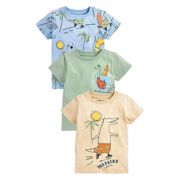 Poikien lyhythihainen T-paita puuvillainen casual graafinen pyöreäkaula-aukkoinen kesä