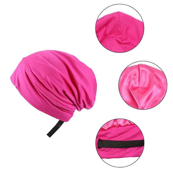 Satengfôret sovehette Hårdeksel Bonnet Justerbar Elastisk Silkeaktig Slouchy Skull Beanie Ensfarget Nattsøvnlue Lysegrå A