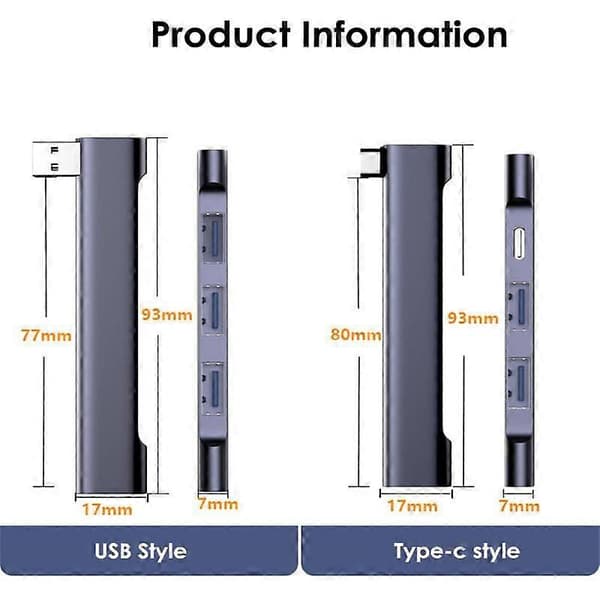 RYRA 4 I 1 USB-C HUB Universell Kompakt Mini USB2.0/USB3.0 Dokkingstasjon PD Høy