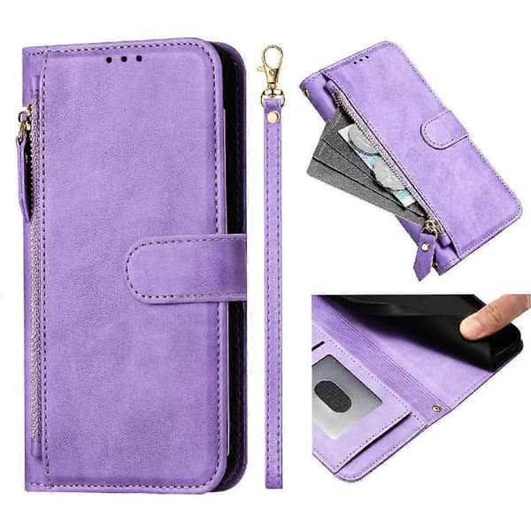 Flip-etui til Honor 200 PRO 5G Lynlås Kortholder PU Læder Magnetisk Lilla