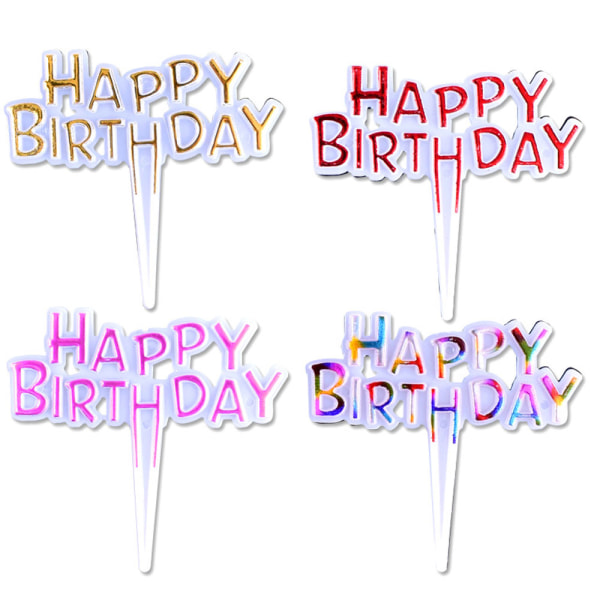 Fargerike Happy Birthday Cupcake Toppers, til festdessert
