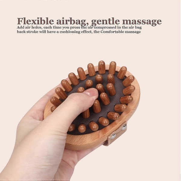 Meridian trykbørste, håndholdt træmassager kropsbørste, træmassage kropsbørste til cellulitefjerner massager A